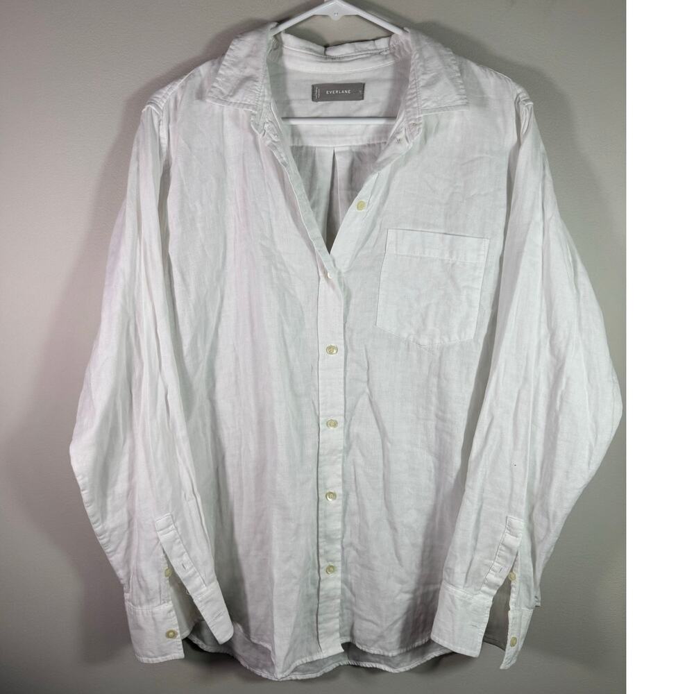 Everlane Cotton Button-Up Shirt White Minimalist Academia Size 12